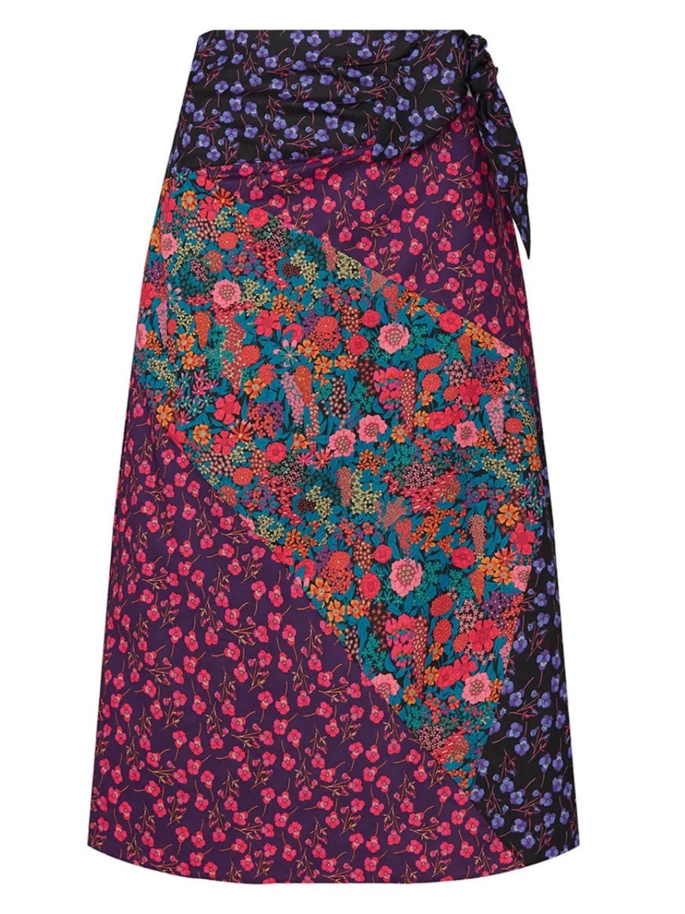 J. Crew Liberty of London Mixed Blooms Floral Patchwork Tie Waist Midi Skirt 10